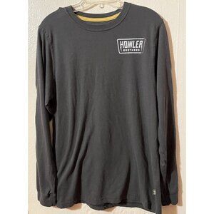 Howler Bros Men's Medium Long Sleeve Crew Neck Shirt Charcoal Gray White